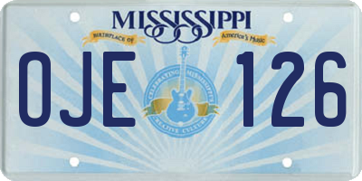 MS license plate OJE126