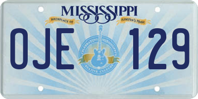 MS license plate OJE129