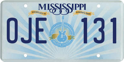 MS license plate OJE131