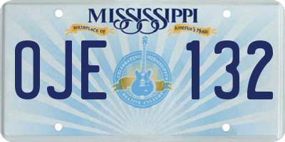 MS license plate OJE132