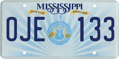 MS license plate OJE133