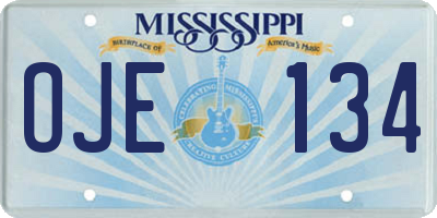 MS license plate OJE134