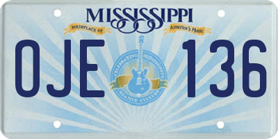 MS license plate OJE136