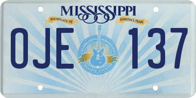 MS license plate OJE137