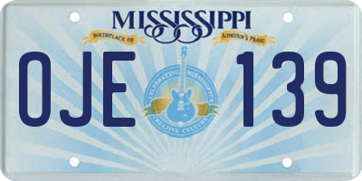 MS license plate OJE139