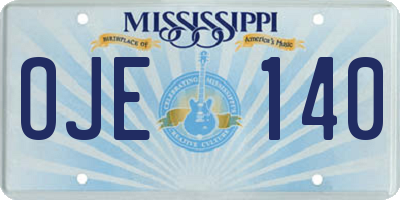 MS license plate OJE140