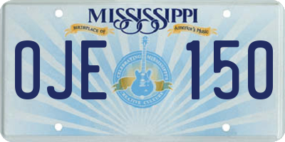 MS license plate OJE150