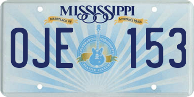 MS license plate OJE153