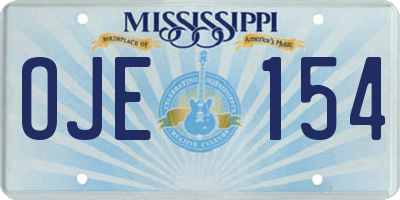 MS license plate OJE154