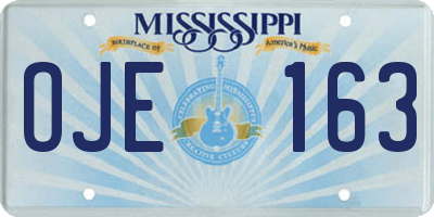 MS license plate OJE163