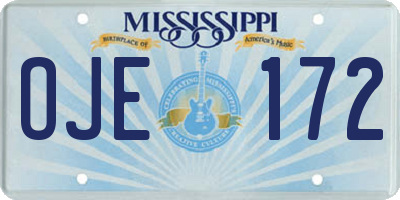 MS license plate OJE172