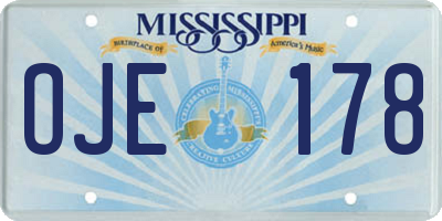 MS license plate OJE178