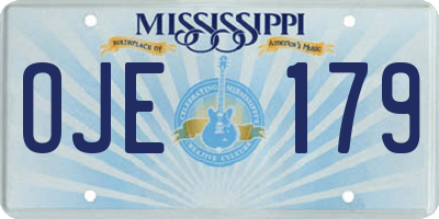 MS license plate OJE179