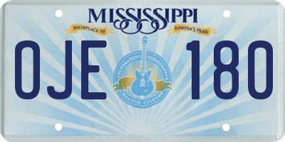 MS license plate OJE180
