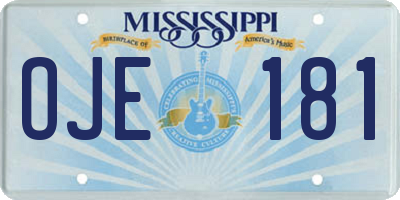 MS license plate OJE181