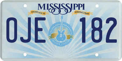 MS license plate OJE182