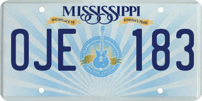 MS license plate OJE183