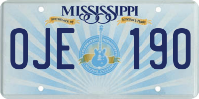 MS license plate OJE190