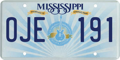 MS license plate OJE191