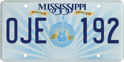 MS license plate OJE192