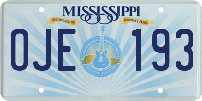 MS license plate OJE193