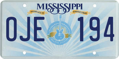 MS license plate OJE194