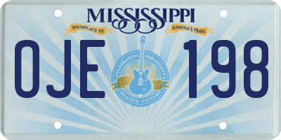 MS license plate OJE198
