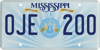 MS license plate OJE200