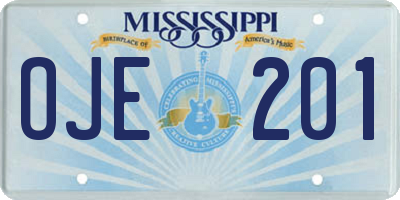 MS license plate OJE201
