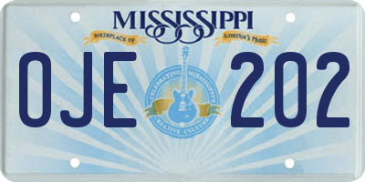MS license plate OJE202