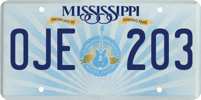 MS license plate OJE203