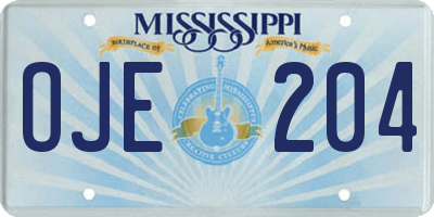 MS license plate OJE204