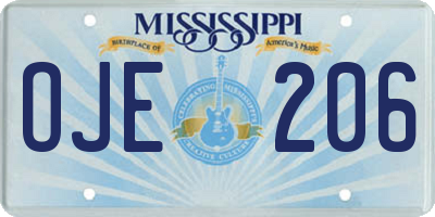 MS license plate OJE206