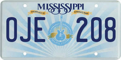 MS license plate OJE208