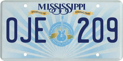 MS license plate OJE209