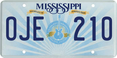 MS license plate OJE210