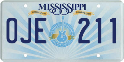 MS license plate OJE211