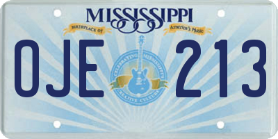 MS license plate OJE213