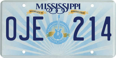 MS license plate OJE214