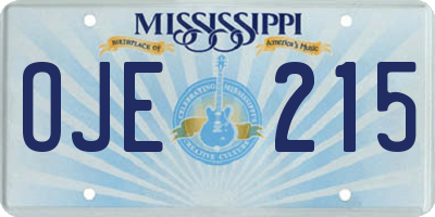 MS license plate OJE215