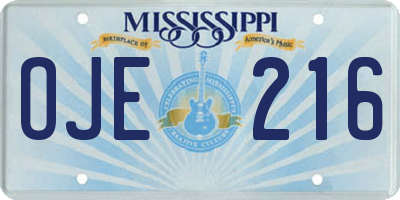 MS license plate OJE216