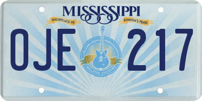 MS license plate OJE217
