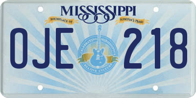 MS license plate OJE218