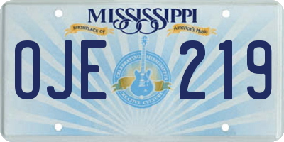 MS license plate OJE219