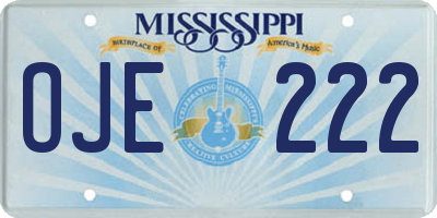 MS license plate OJE222
