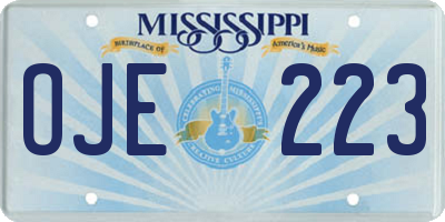 MS license plate OJE223