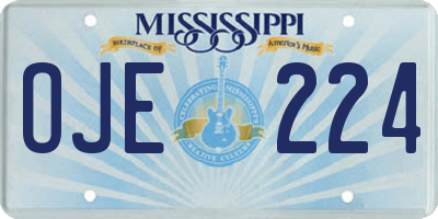 MS license plate OJE224
