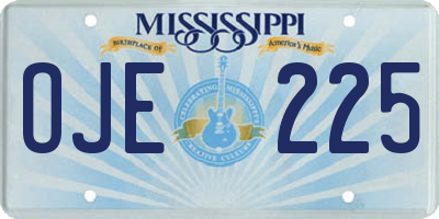 MS license plate OJE225
