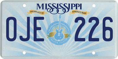 MS license plate OJE226