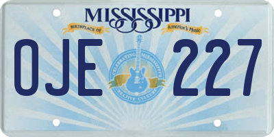 MS license plate OJE227